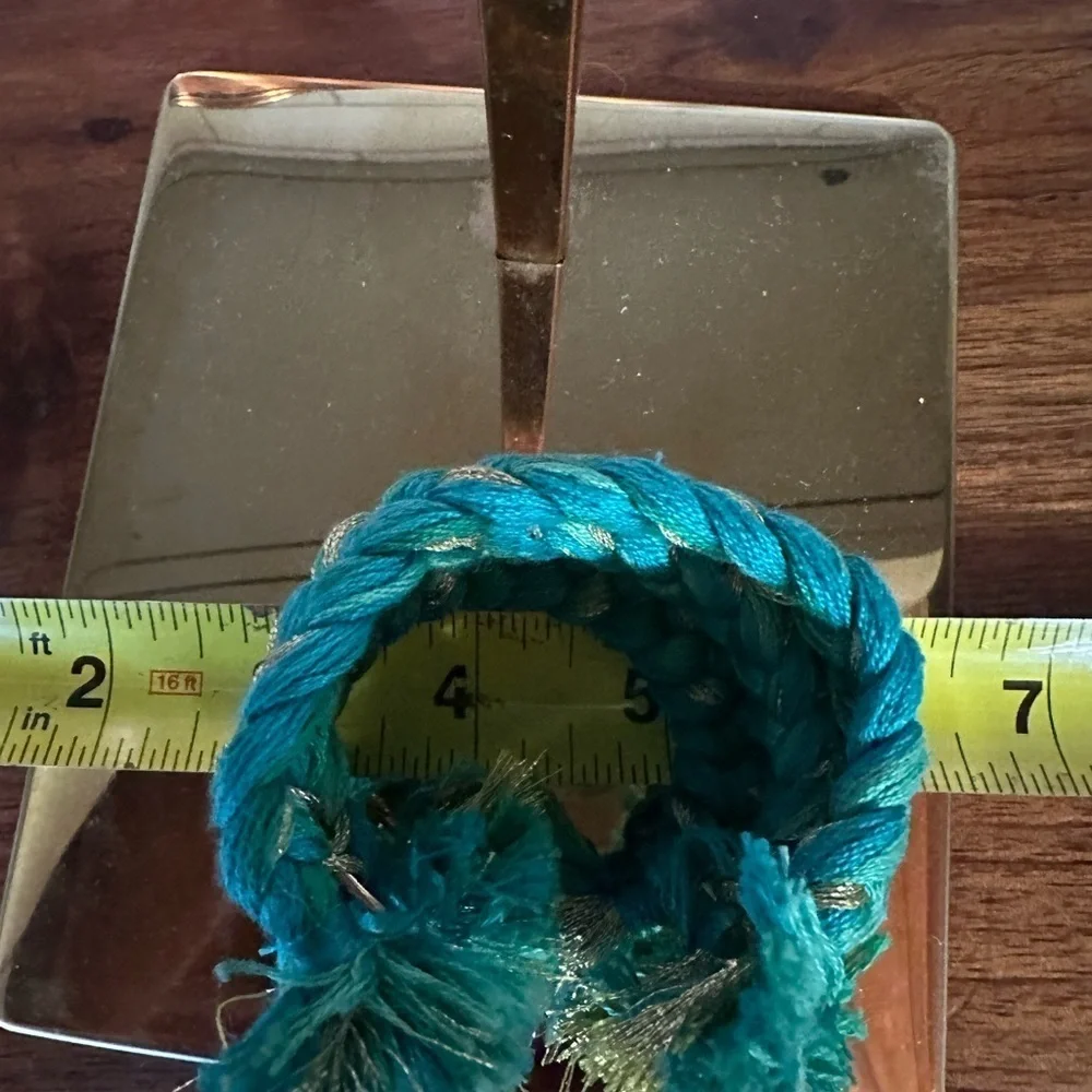 Gold and Green Braided Cuff Bracelet
